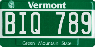 VT license plate BIQ789