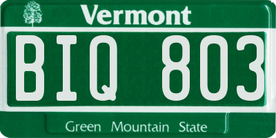 VT license plate BIQ803