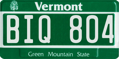 VT license plate BIQ804
