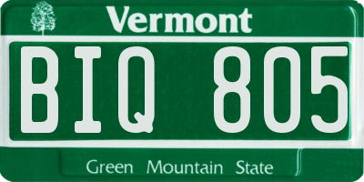 VT license plate BIQ805