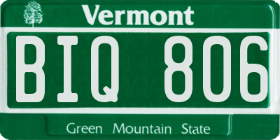 VT license plate BIQ806