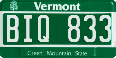 VT license plate BIQ833