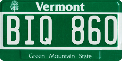 VT license plate BIQ860