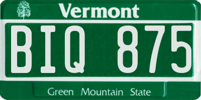 VT license plate BIQ875