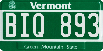 VT license plate BIQ893