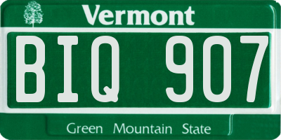 VT license plate BIQ907