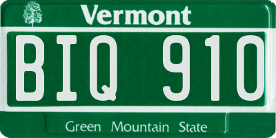 VT license plate BIQ910