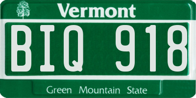 VT license plate BIQ918