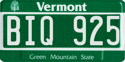 VT license plate BIQ925