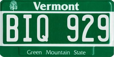 VT license plate BIQ929