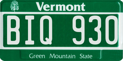 VT license plate BIQ930