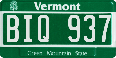 VT license plate BIQ937
