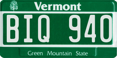 VT license plate BIQ940