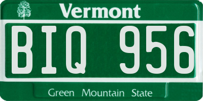 VT license plate BIQ956
