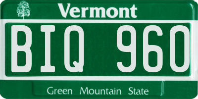 VT license plate BIQ960