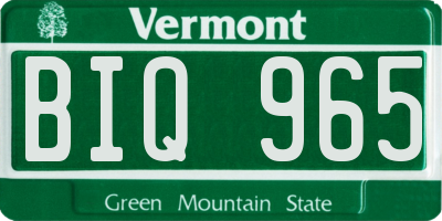 VT license plate BIQ965