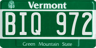 VT license plate BIQ972