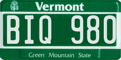 VT license plate BIQ980