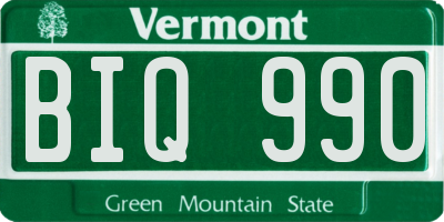 VT license plate BIQ990
