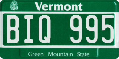 VT license plate BIQ995