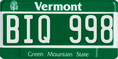 VT license plate BIQ998