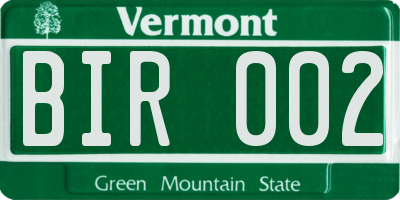 VT license plate BIR002