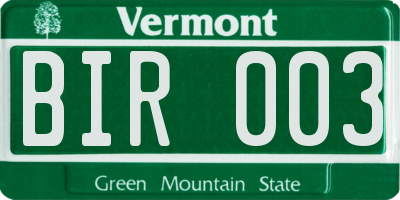VT license plate BIR003