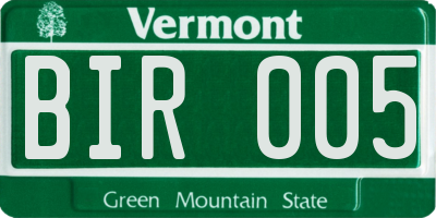 VT license plate BIR005