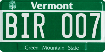 VT license plate BIR007