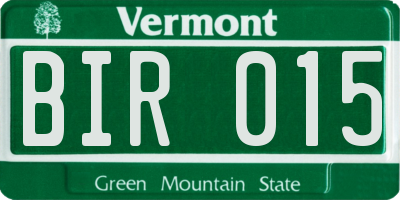 VT license plate BIR015