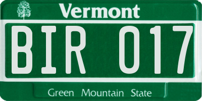 VT license plate BIR017