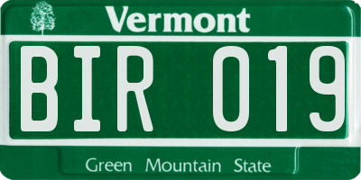 VT license plate BIR019