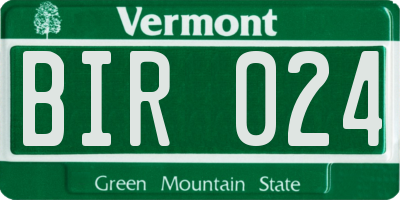 VT license plate BIR024