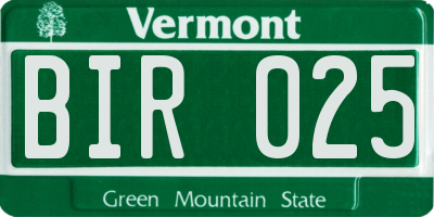 VT license plate BIR025