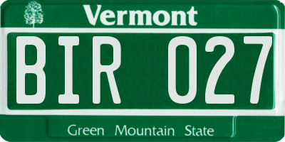 VT license plate BIR027