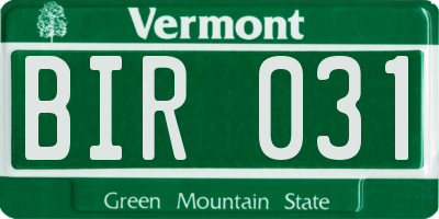 VT license plate BIR031