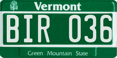 VT license plate BIR036