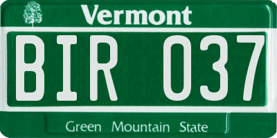 VT license plate BIR037