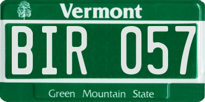 VT license plate BIR057