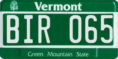 VT license plate BIR065