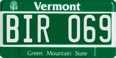 VT license plate BIR069