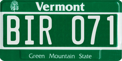 VT license plate BIR071