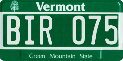 VT license plate BIR075