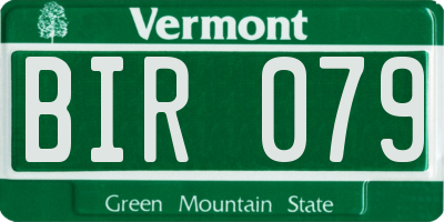 VT license plate BIR079
