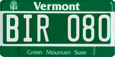 VT license plate BIR080