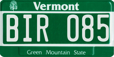 VT license plate BIR085