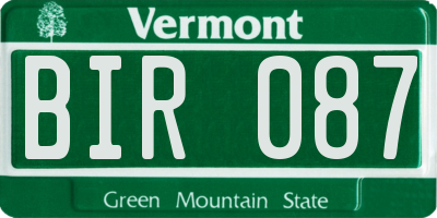 VT license plate BIR087
