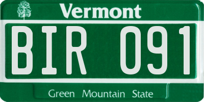 VT license plate BIR091