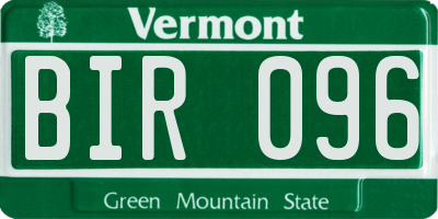 VT license plate BIR096
