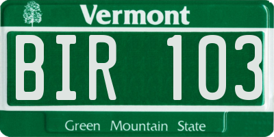 VT license plate BIR103